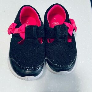 Used Athletic Toddler girl shoes black sparkle pink shoe size 7 sneakers